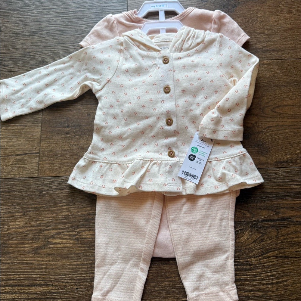 Carter's Cream Floral Baby 3 piece set